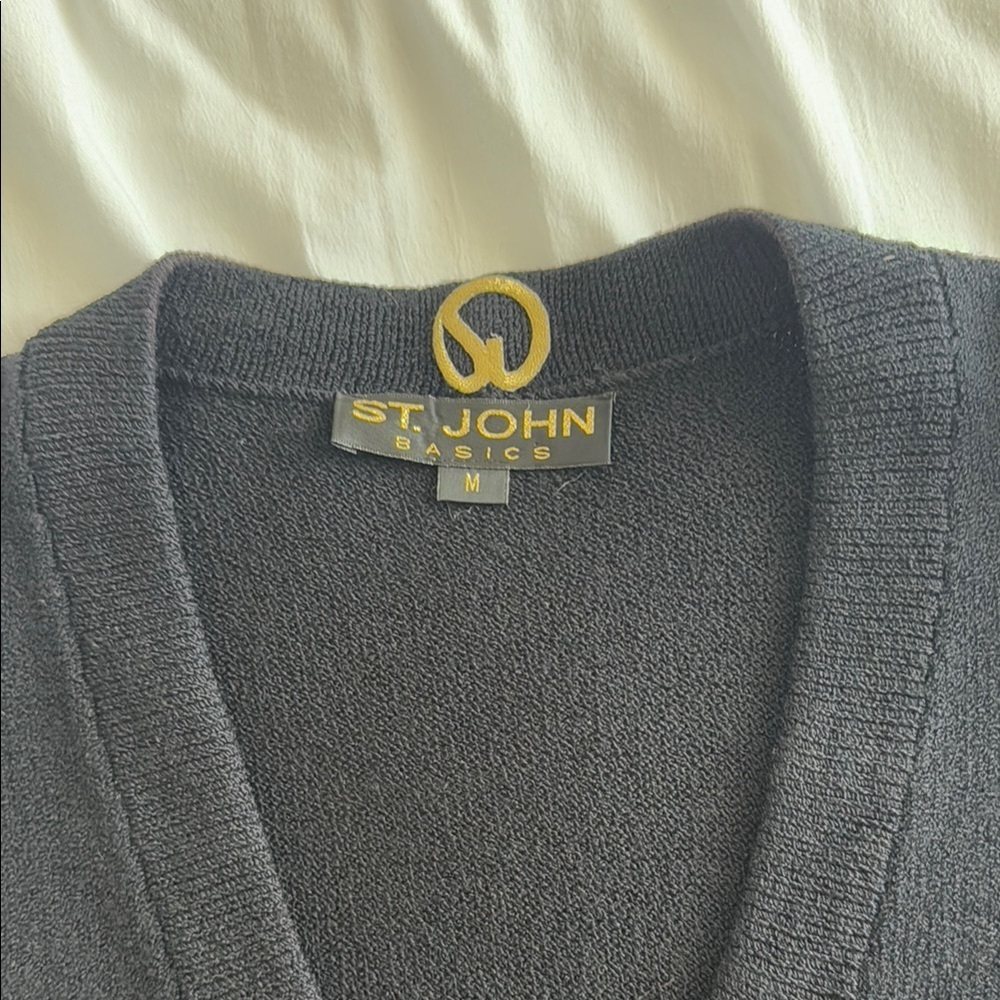 St. John vintage Black Blouse with Gold Buttons - Picture 2 of 4